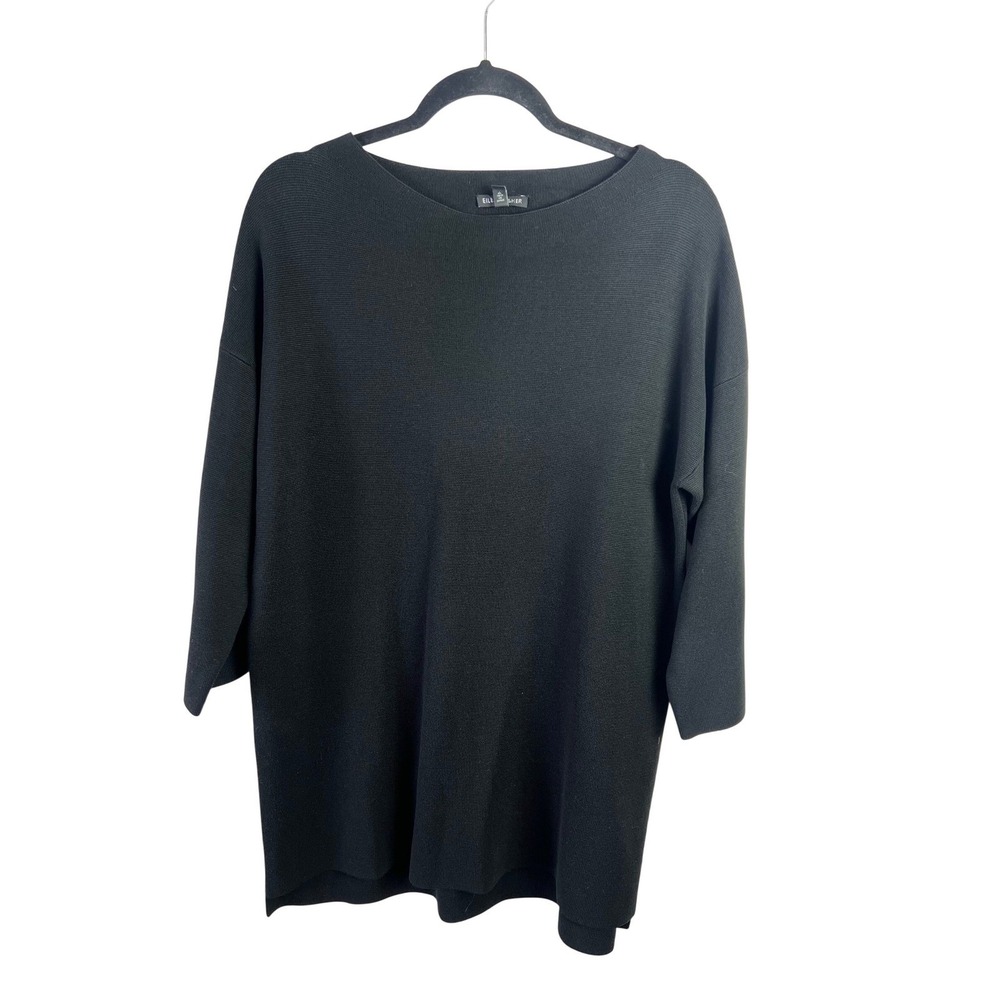 Eileen Fisher‎ Black Sweater Tunic Dress Size Small Lightweight Silk Blend